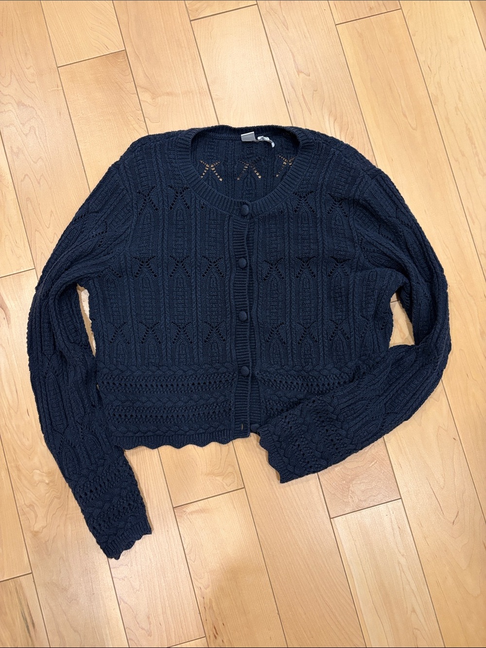 Navy Knit Button-Front Women's Cardigan